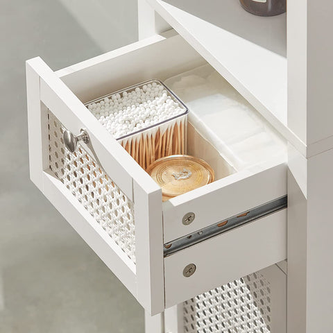 Rootz Bathroom Tall Cabinet - Bathroom Cabinet -Storage Cabinet with 3 Shelves - 1 Drawer - 1 Cabinet