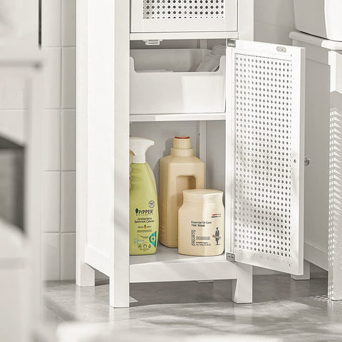 Rootz Bathroom Tall Cabinet - Bathroom Cabinet -Storage Cabinet with 3 Shelves - 1 Drawer - 1 Cabinet