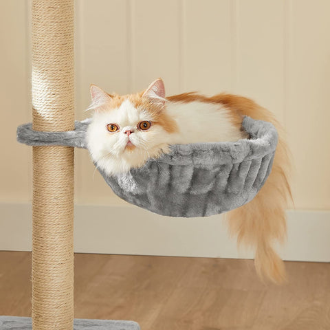 Rootz Scratching Post for Cats - Cat Scratching Post - with Cuddly Cave - Gray - 46 x 41 x 84 cm