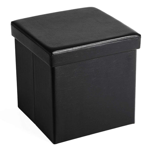 Rootz Foldable Stool - Hocker - Side Table - Storage Space - Black - 38 x 38 x 38 cm
