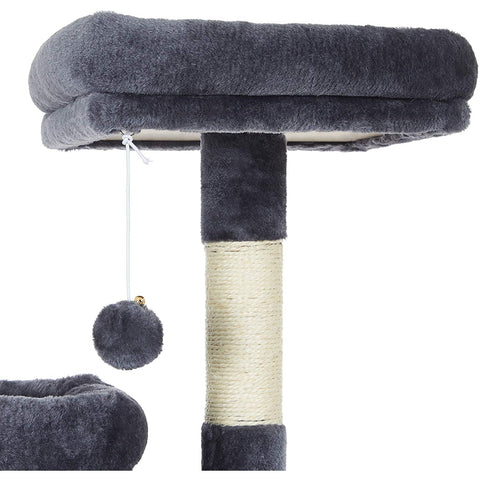 Rootz Scratching Post - Cat Tree - Cat Cave - 4 Levels - Smoke Gray - Beige - Plush - Sisal - 50 x 35 x 115 cm