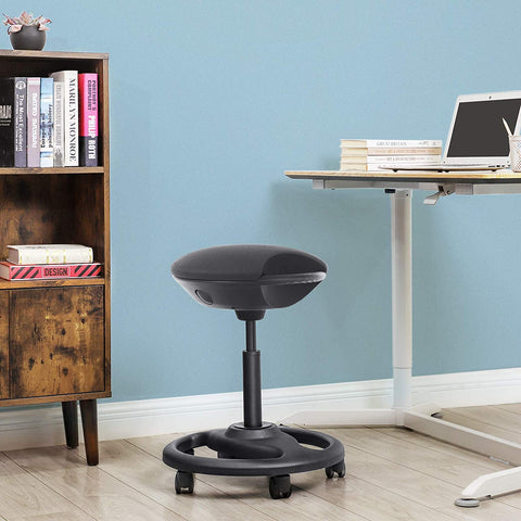 Rootz Work Stool - Ergonomic - On Wheels - Tiltable - Height Adjustable - Rotatable - Black - Fabric - Nylon - Iron - 50 x 50 x 55-73 cm