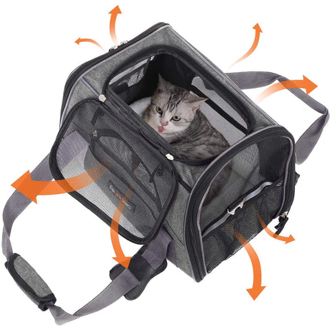Rootz Pet carrier bag - Dog carrier bag - Cat carrier bag - Dark gray - 44 x 25 x 28 cm