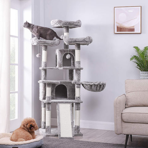 Rootz XL Scratching post for cats - Cat tree - 3 platforms - Gray - 55 x 55 x 172 cm