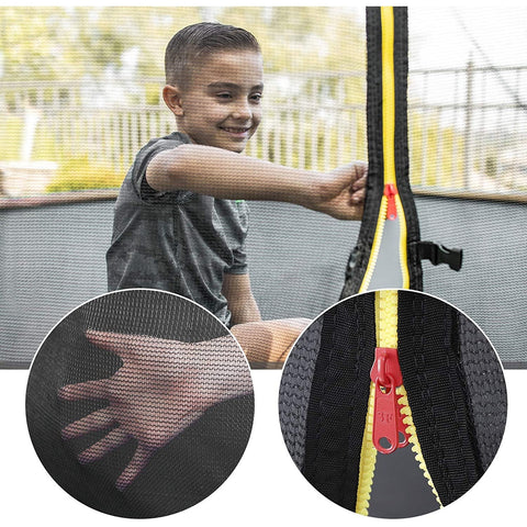 Rootz Trampoline - Garden Trampoline - Round - Safety Net - Ladder - Bow Poles - Safety Test - Black - Orange - 305/366 cm