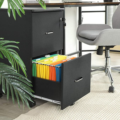 Rootz Drawer Unit Black - Steel Locker On Wheels - Office Cabinet - Roll Container - 71 x 51 x 16 cm