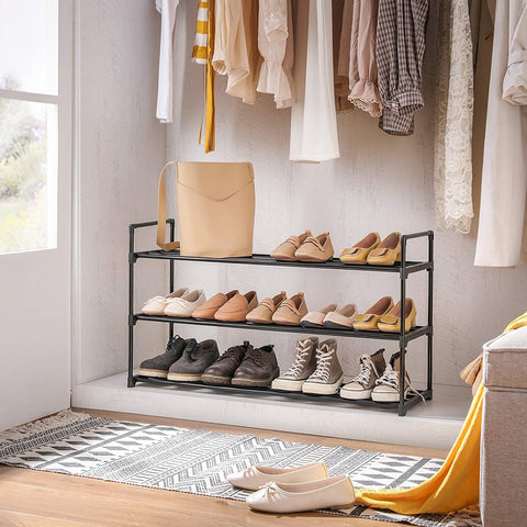 Rootz Shoe Racks - Set Of 2 - Shoes Organizer - 24-30 Pairs Of Shoes - Stackable - 92 x 30 x 53 - Metal - Black