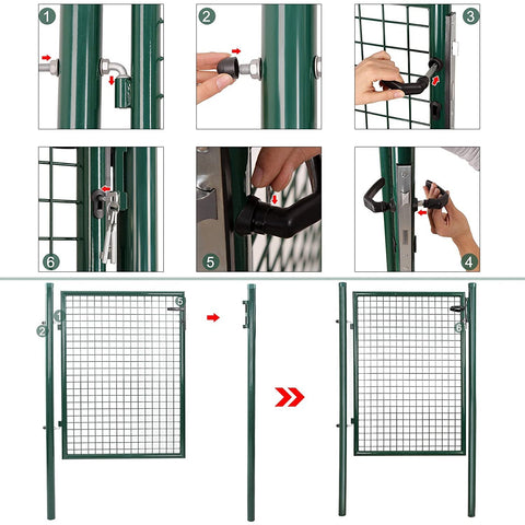 Rootz Garden Gate - Garden Fence - Garden Door - Lock - 3 Keys - Green - Steel - 106 x 150 x 6 cm