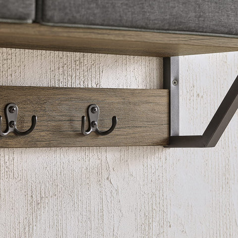 Rootz Wall Coat Rack Wall - Hallway Wall Shelf - Storage Cabinet with 3 Baskets 7 Hooks - W100 x D20 x H30cm