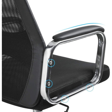 Rootz Office chair - Swivel chair - Executive chair - Mesh - Lumbar support - Height Adjustable - Ergonomic - Black - 60 x 53 x 113-123 cm