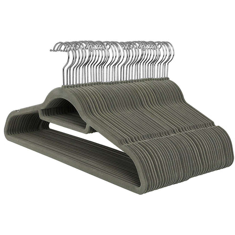 Rootz Coat Hangers - 100 Pieces - Anti-slip - Rotatable Metal Hook - Grey