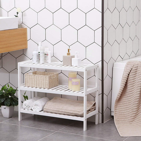 Rootz Bamboo 3-layer Shoe rack - Bathroom rack - Storage rack - Suitable for 12 pairs of shoes - 70 x 26 x 55 cm