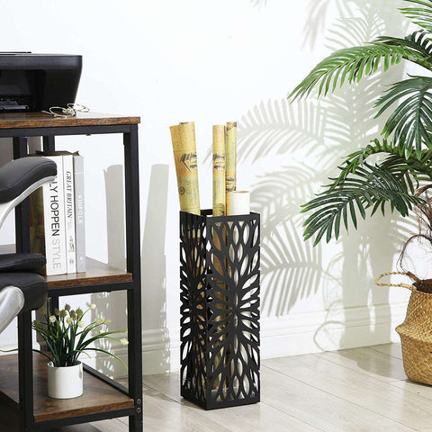 Rootz Metal Design Umbrella Stand with Drip Tray - Umbrella Stand - Umbrella Basket - Walking Stick Holder - Umbrella Stand - Square - Dim. 49 x 15.5 x 15.5 cm