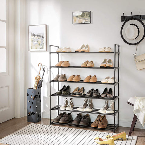 Rootz Shoe Racks - Set Of 2 - Shoes Organizer - 24-30 Pairs Of Shoes - Stackable - 92 x 30 x 53 - Metal - Black
