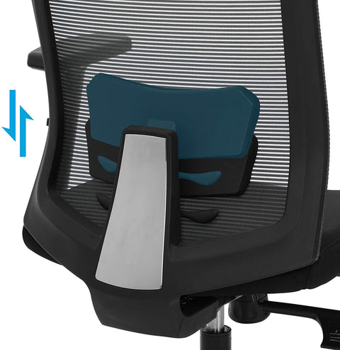 Rootz Office chair - Swivel chair - Mesh - Lumbar support - Headrest - Armrests - Cattle function - Black - Plastic - Steel - 65 x 53 x (116 - 126) cm