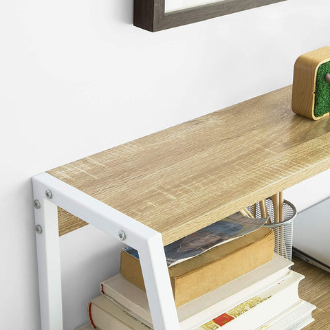 Rootz Home Office Table Desk - Computer Desk - Workstation with Storage Shelf