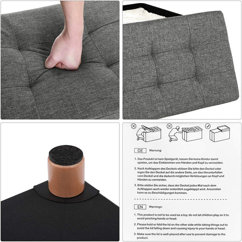Rootz Hocker - Pouf - Storage space - Dark gray - 76 x 38 x 40 cm