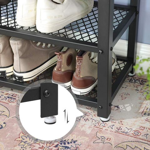 Rootz Shoe bench - Shoe rack - Shoe cabinet - Industrial - wood look, gray-black - 73 x 30 x 45