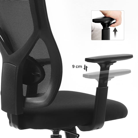 Rootz Ergonomic office chair - Adjustable armrests - Rocker function - Breathable mesh - Load capacity 120 kg - Black