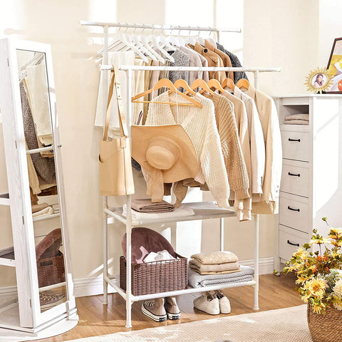 Rootz Clothes Rack - Coat Rack - Clothes Rail - Metal - 2 Rods - ?114 x 45 x 171 cm