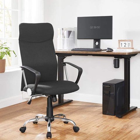Rootz Office Chair - Swivel Chair - Ergonomic - Executive Chair - Height Adjustable - Upholstered - Black - 63 x 63 x (110-120) cm