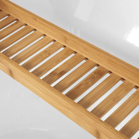 Rootz Bamboo Bathtub Rack - Caddy Tray Bathroom Shelf - Length 80cm