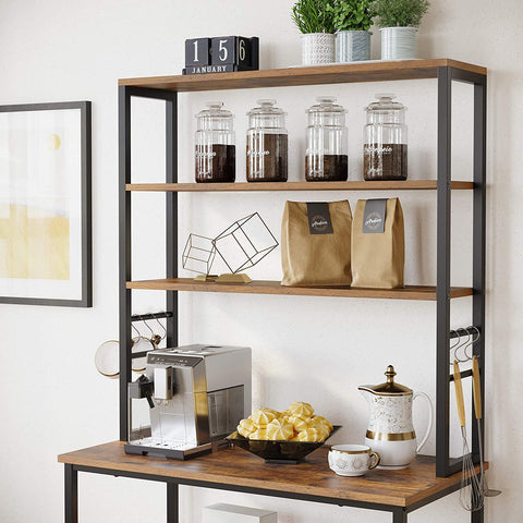 Rootz Kitchen Cabinet - Kitchen Rack - 6 Hooks - Metal - Industrial - Brown - Black - 80 x 40 x 167 cm