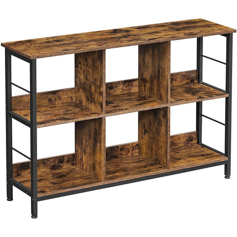 Rootz Bookcase - Compartment Cabinet - Storage Cabinet - Brown - Black - Processed Wood - Metal - 120 x 33 x 80 cm