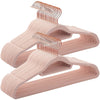 Rootz Clothes Hangers - 50 Pieces - Velvet - Anti-Slip - Space Saving - Pink - Gold - 45 x 0.6 x 23.5 cm