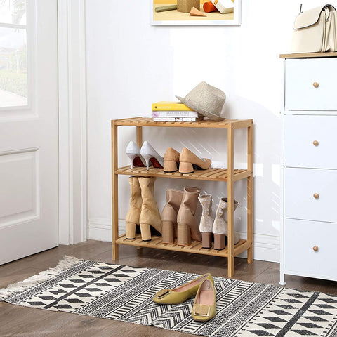 Rootz Bathroom Rack Bamboo - Storage Rack With 3 Layers