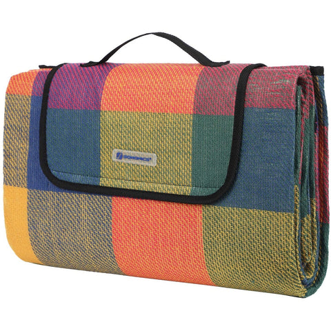 Rootz Picnic Blanket - Beach Blanket - Waterproof Bottom - Foldable - Red - Green - Orange - 195 x 150 cm