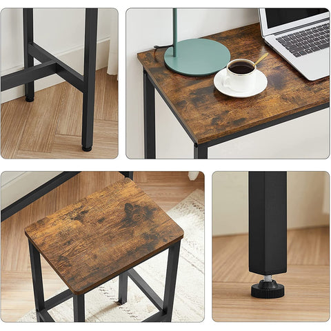 Rootz Bar Table Set - Dining Set - High Table - 2 Stools - Brown - Black - Processed Wood - Metal