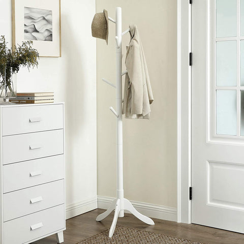 Rootz Coat Rack - Tree-shaped - Freestanding - 8 Hooks - Solid Wood - Rubberwood - White - ?57 x 57 x 177 cm