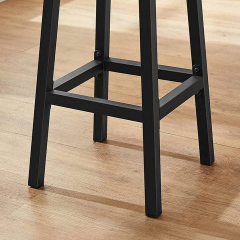 Rootz Bar Stools - Set Of 2 - Kitchen Chair - Metal Frame - Processed Wood - Gray - 32 x 65 cm