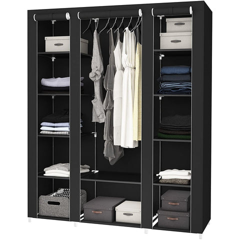 Rootz Wardrobe XXL Black - Foldable Wardrobe - Wardrobe