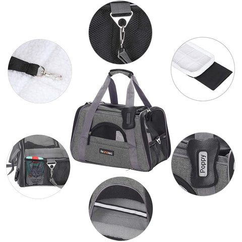 Rootz Pet carrier bag - Dog carrier bag - Cat carrier bag - Dark gray - 44 x 25 x 28 cm