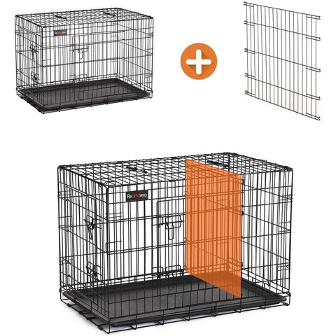 Rootz Dog Cage - Bench - Dogs - 2 Doors - Kennel - 107 x 70 x 77.5 cm