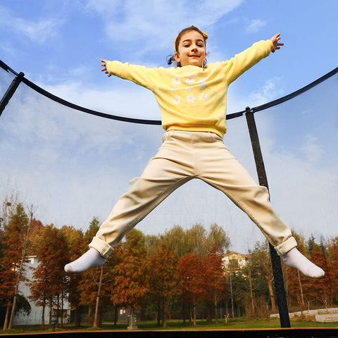 Rootz Trampoline - Garden Trampoline - Round - Safety Net - Ladder - Bow Poles - Safety Test - Black - Orange - 305/366 cm