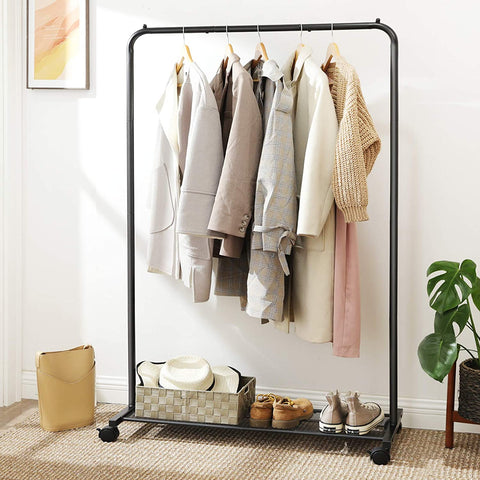 Rootz Clothes rack - Wardrobe rack - Coat rack - Wheels - Max 40 kg - Black - Metal - 92.5 x 40.5 x 158 cm