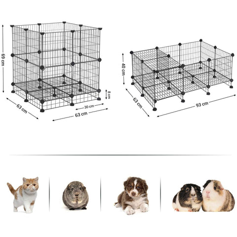Rootz Pet cage - Animal run - Mesh cage - Small animals - Rabbit hutch - Outdoor enclosure - Indoor enclosure - Black -