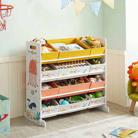 Rootz Toys Organizer - Toy Cabinet - Children's Room Cabinet - Storage Cabinet - Children's Room - For Children - 12 Boxes - Fabric - White
