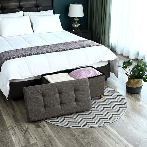 Rootz Hocker - Pouf - Storage space - Dark gray - 76 x 38 x 40 cm