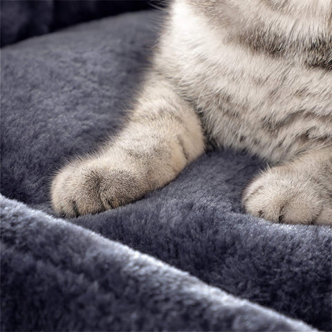 Rootz Scratching Post - Cat Tree - Cat Cave - 4 Levels - Smoke Gray - Beige - Plush - Sisal - 50 x 35 x 115 cm
