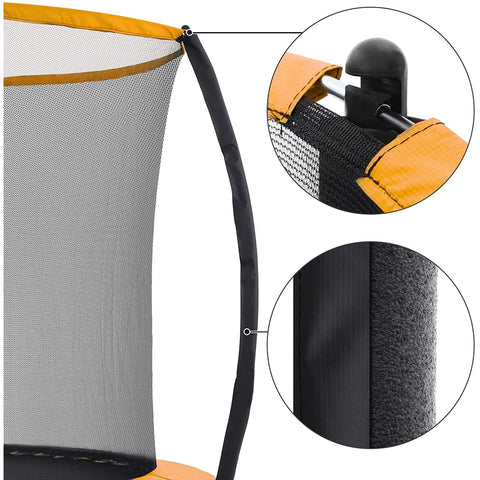 Rootz Trampoline - Garden Trampoline - Round - Safety Net - Ladder - Bow Poles - Safety Test - Black - Orange - 305/366 cm