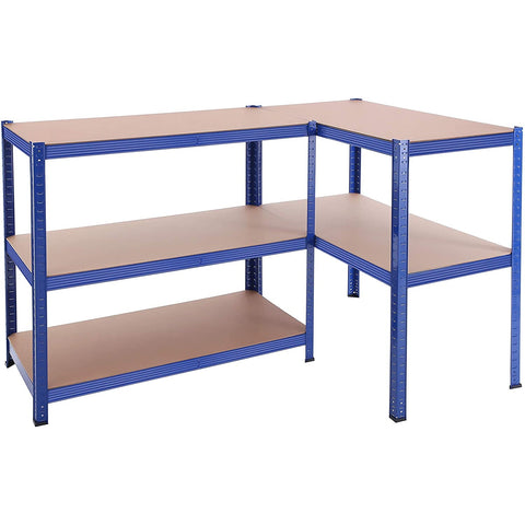 Rootz Shelving Unit - Workshop - Adjustable - Black/Blue - Metal - MDF - 200 x 100 x 50 cm