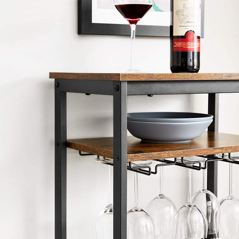 Rootz Wine Rack - Bottle Rack - 20 Bottles - Glass Holder - 50 x 32 x 100 cm - Industrial - Brown - Black