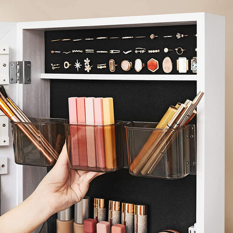 Rootz Jewelry Mirror - Mirror Cabinet - Jewelry Organizer - Drawer - On Wheels - White - MDF - 37 x 10 x 108.5 cm
