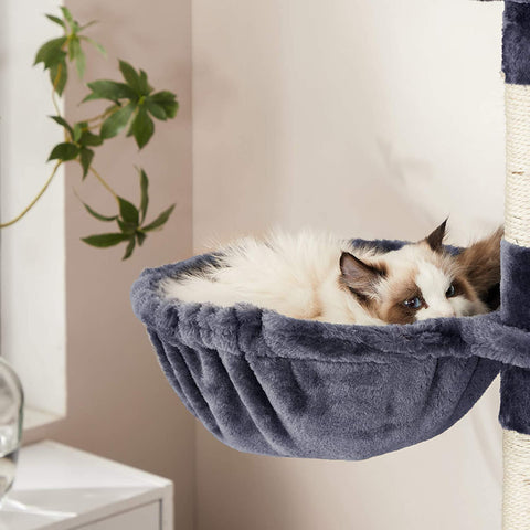 Rootz Scratching Post - Cat Tree - Hammock - Cave - Plush - Sisal - 7 Levels - Smoke Gray - 60 x 50 x 206 cm