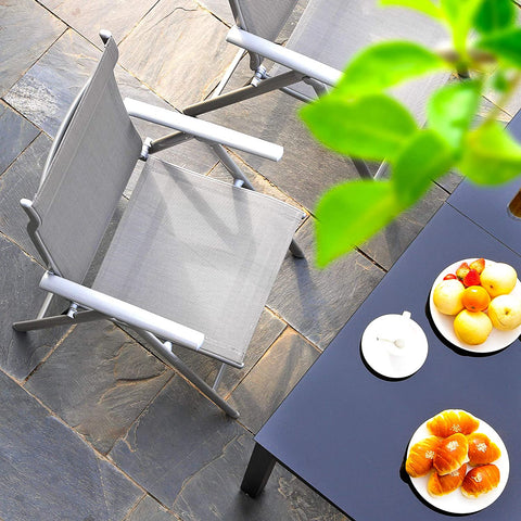 Rootz Garden Chairs - Set Of 2 - Folding Chairs - Outdoor Chairs - Aluminum Frame - Backrest - Adjustable - Black/Grey