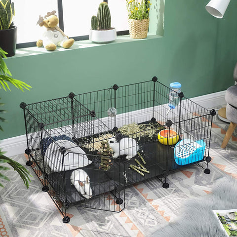 Rootz Pet cage - Animal run - Mesh cage - Small animals - Rabbit hutch - Outdoor enclosure - Indoor enclosure - Black -